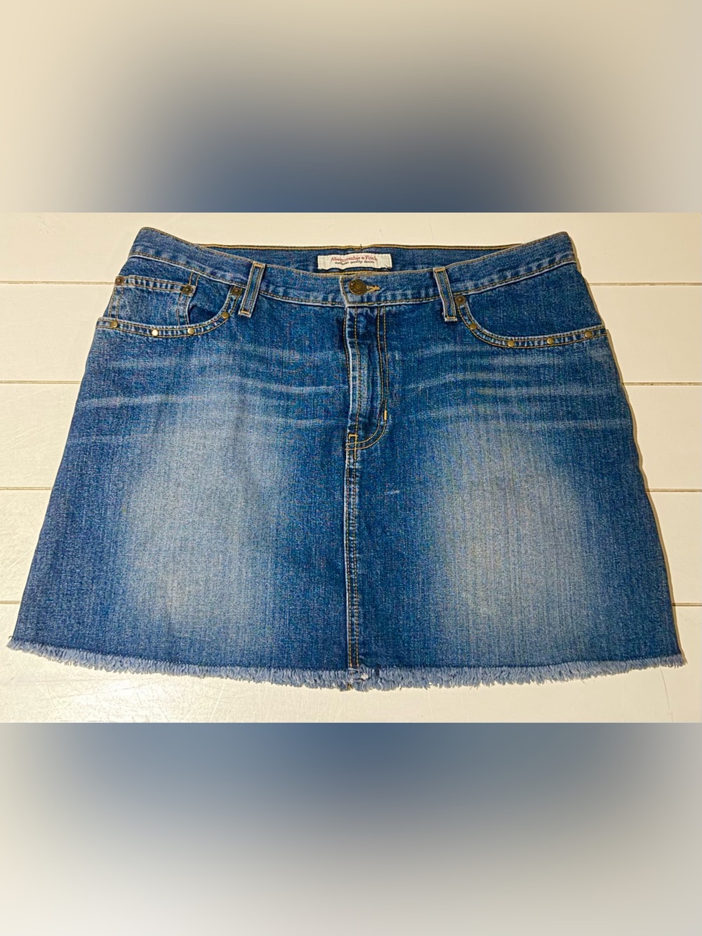 Abercrombie & Fitch Vintage Y2K Denim Frayed Hem Mini Skirt 10